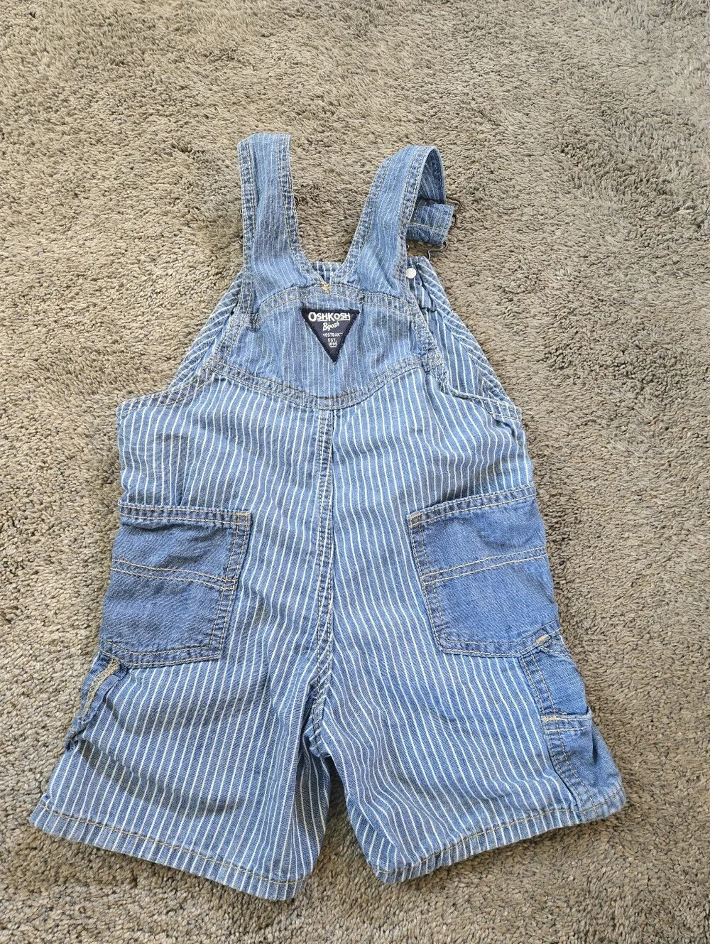 Oshkosh striped bib overalls 2t